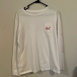 Vineyard Vines White long sleeve with floral and Pink accents